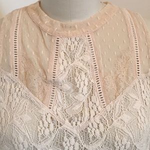 Free People Beige Cream Lace Tunic Dress